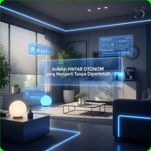 Rumah pintar futuristik dengan sistem otomatisasi yang bekerja tanpa perintah langsung pengguna